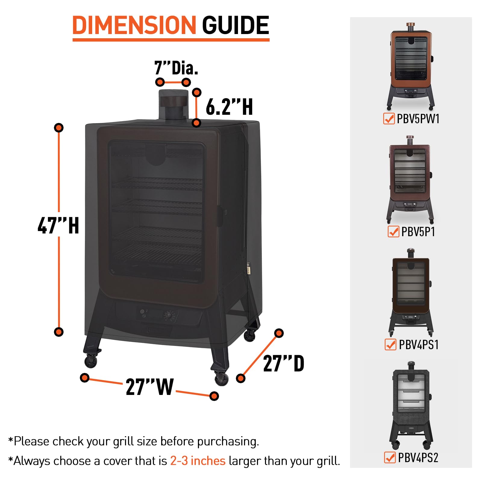 Arcedo Vertical Smoker Cover with locking drawstring detail