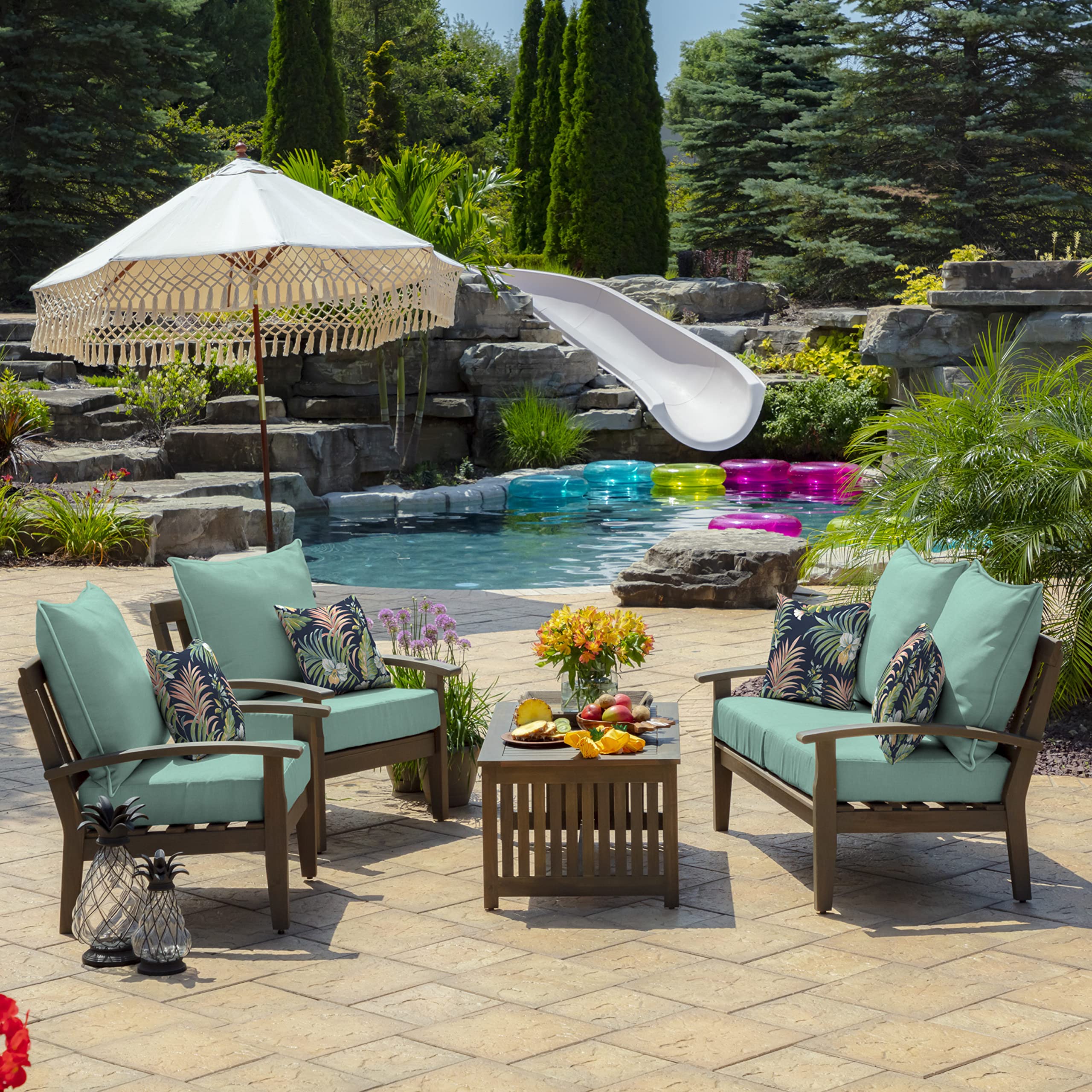 Arden Deep Seat Cushion with floral pattern