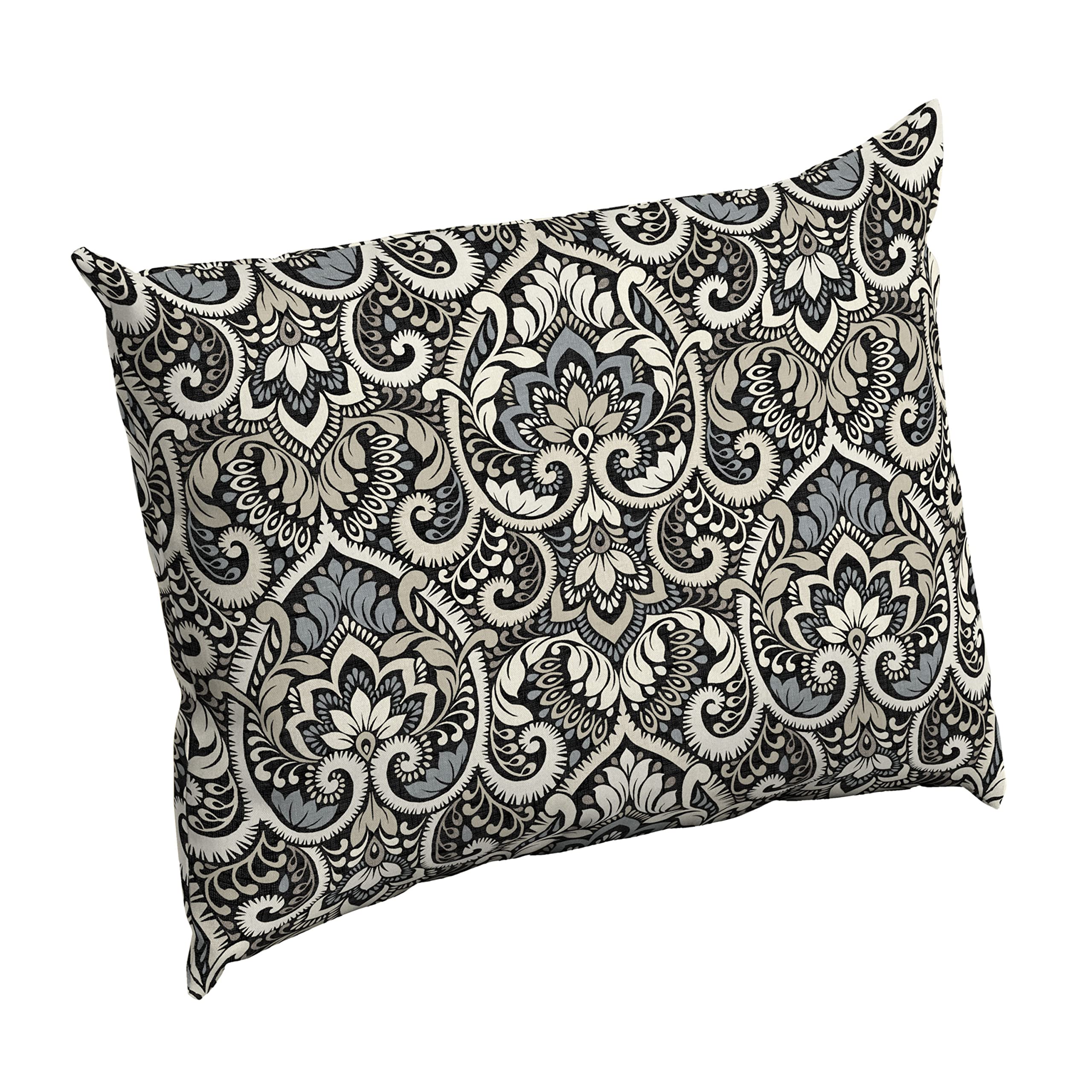 Arden Deep Seat Pillow Back Cushion front view in Black Damask