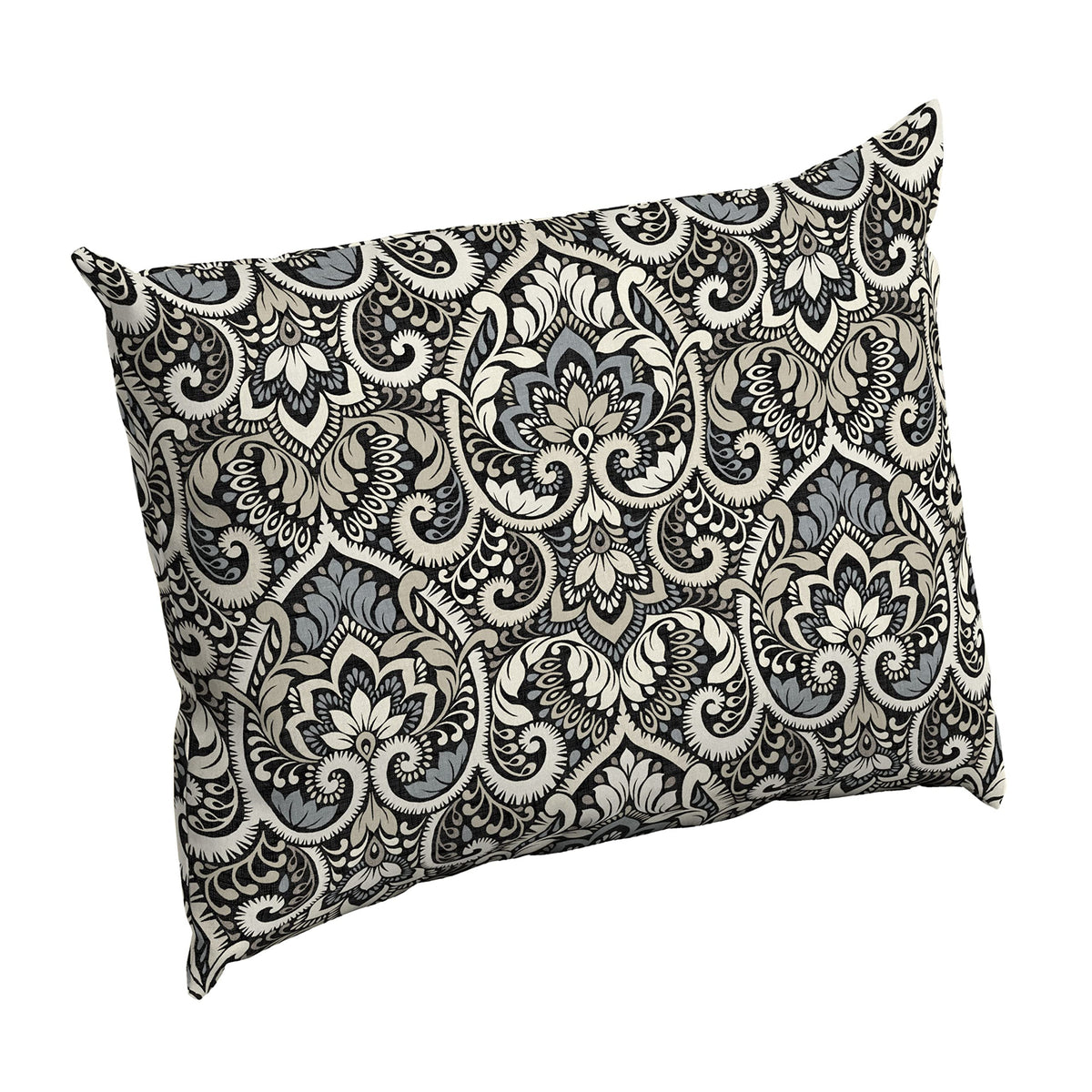 Arden Deep Seat Pillow Back Cushion front view in Black Damask