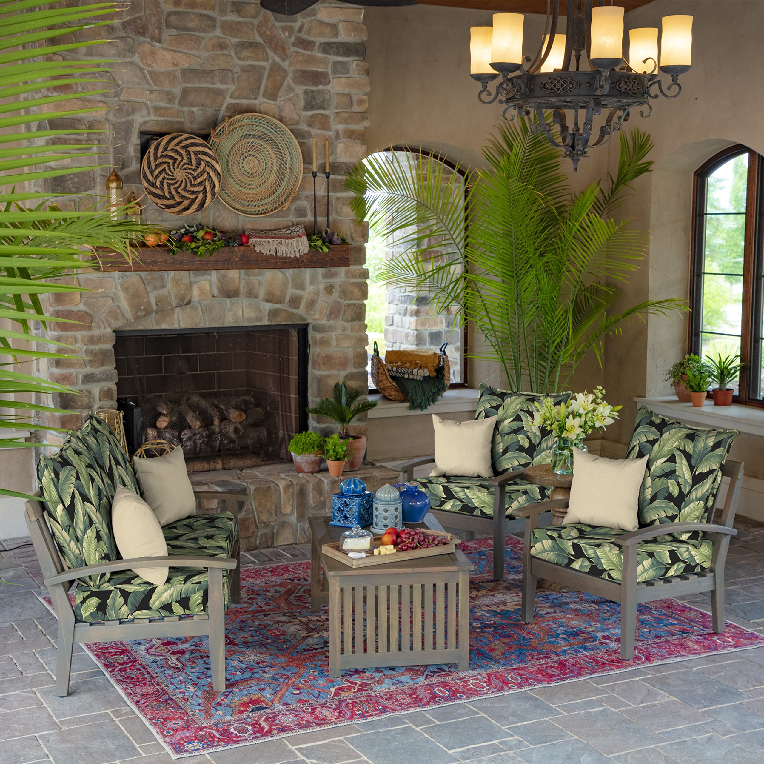 Arden Outdoor Deep Seat Cushion Set being used in backyard