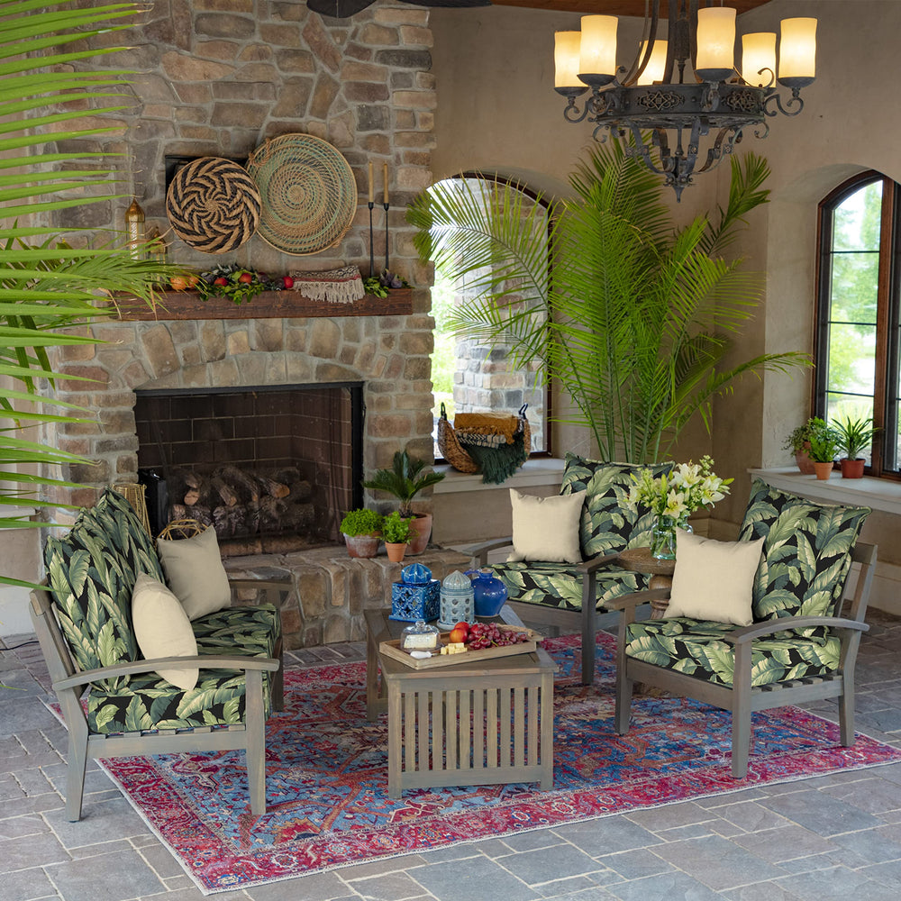 Arden Outdoor Deep Seat Cushion Set being used in backyard