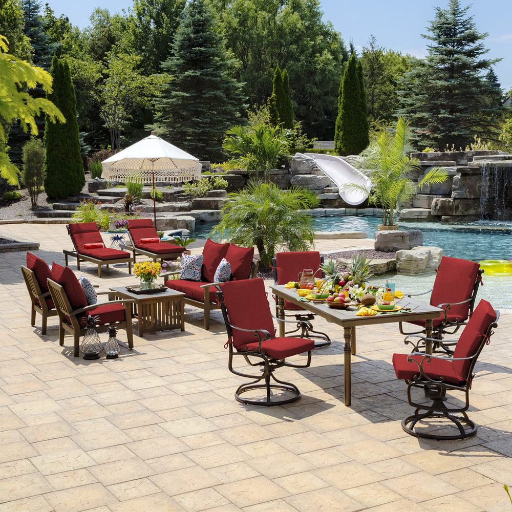 Arden Outdoor Deep Seat Cushion Set Ruby Red packaging