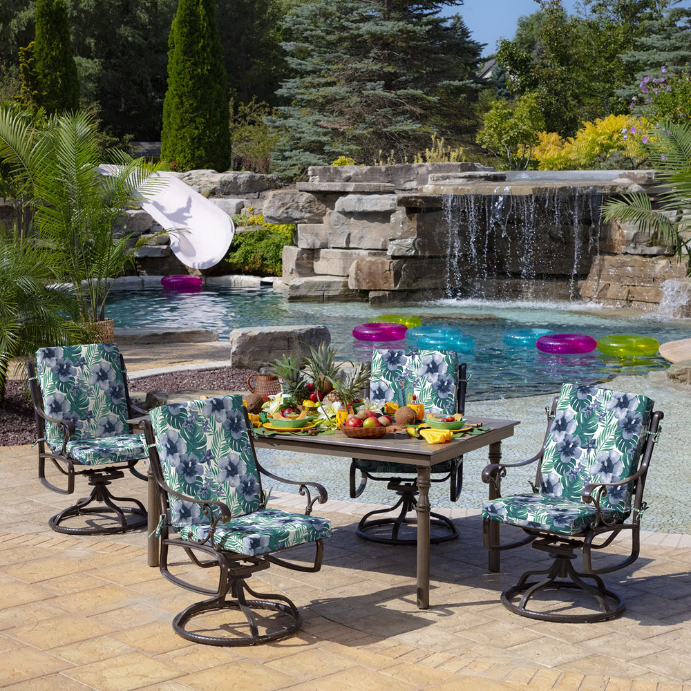 Arden Outdoor Dining Chair Cushion in outdoor setting