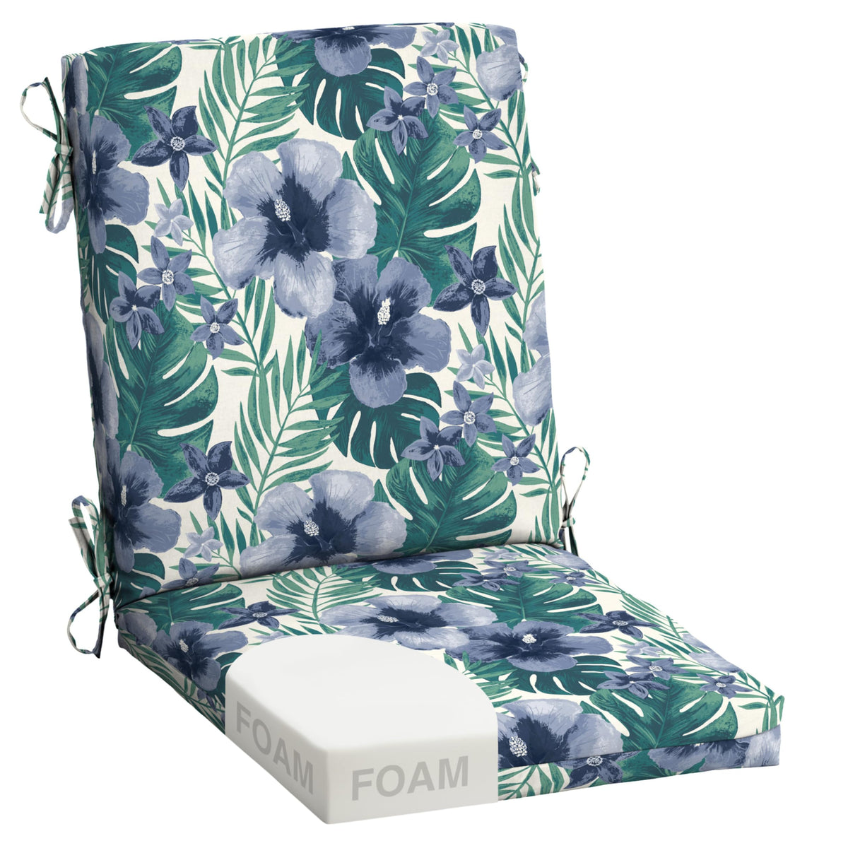 Arden Outdoor Dining Chair Cushion in Salome Tropical, front view