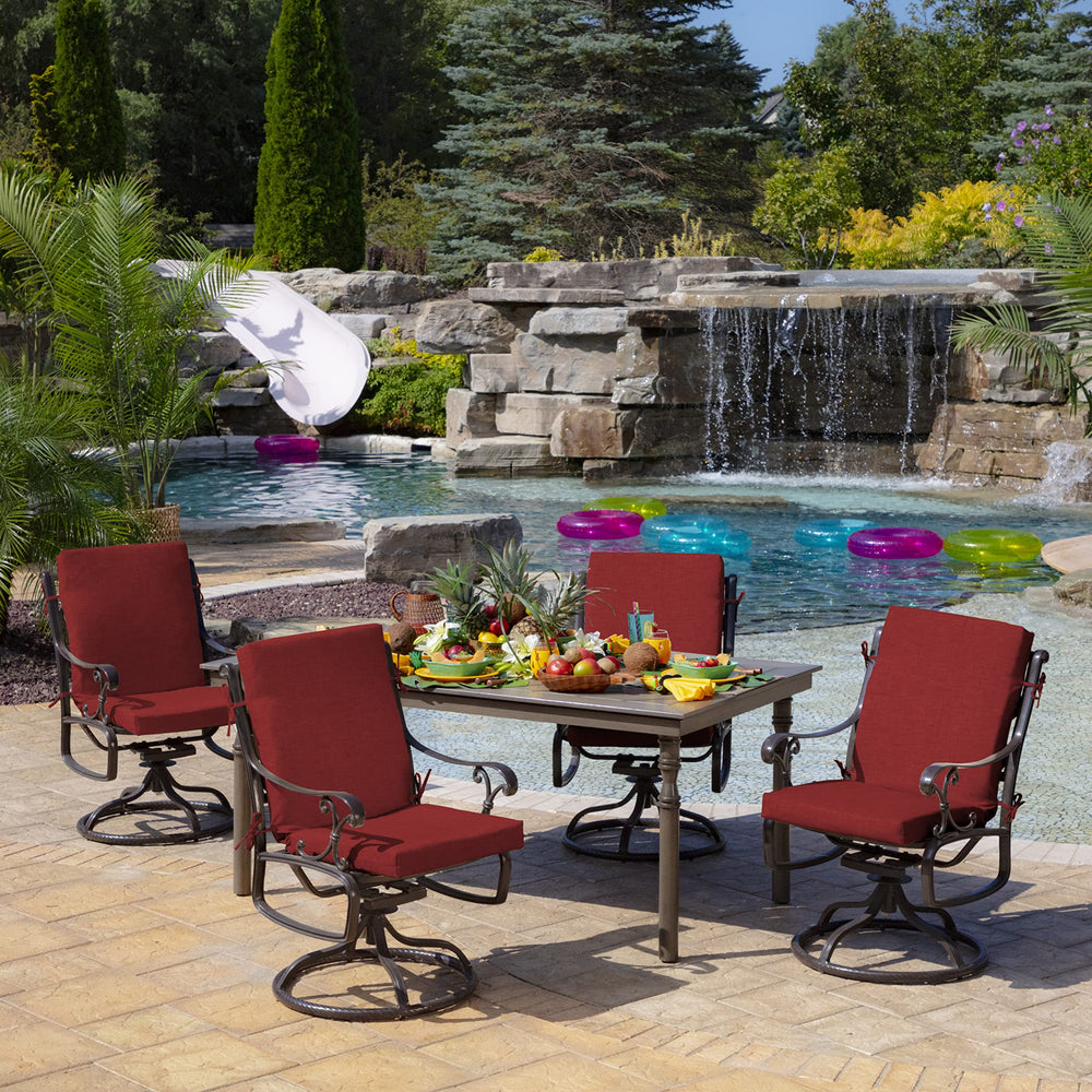 Arden Outdoor Dining Chair Cushion Ruby Red back view
