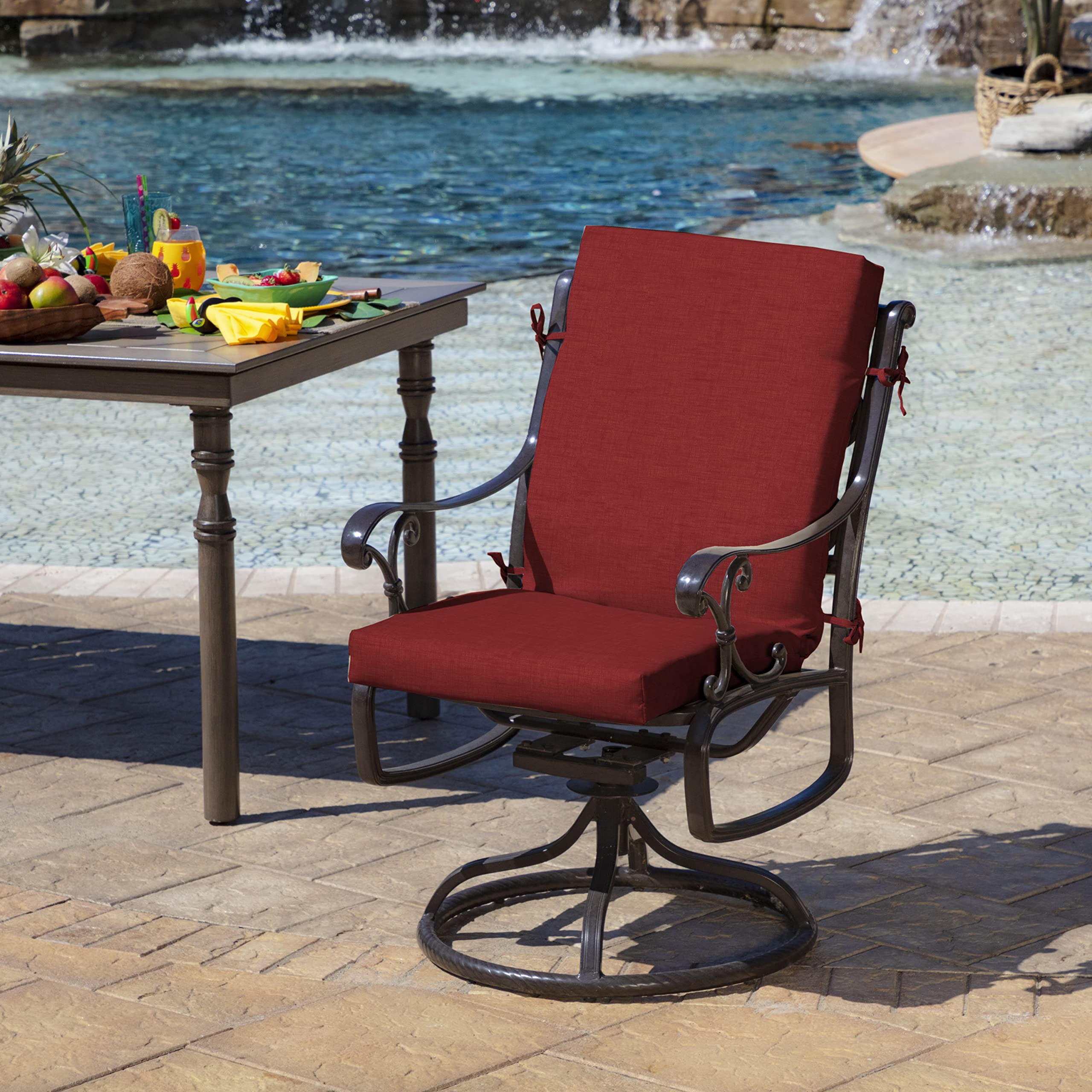 Arden Outdoor Dining Chair Cushion Ruby Red front view