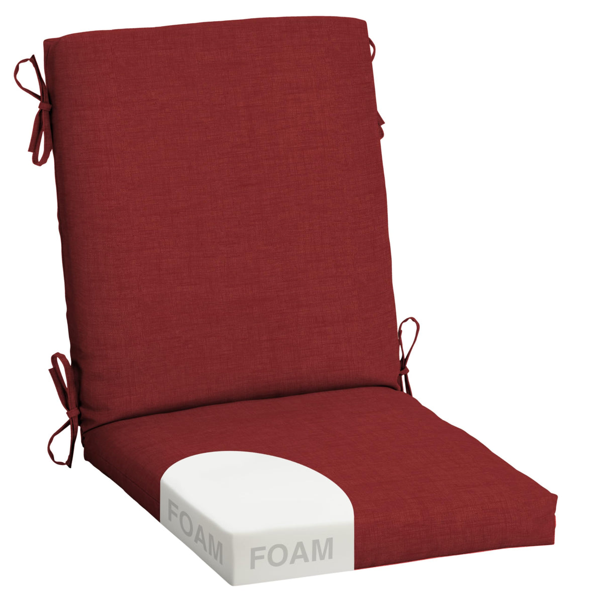 Arden Outdoor Dining Chair Cushion Ruby Red side view