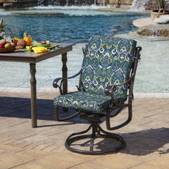 Arden Outdoor Dining Chair Cushion showing side view and ties