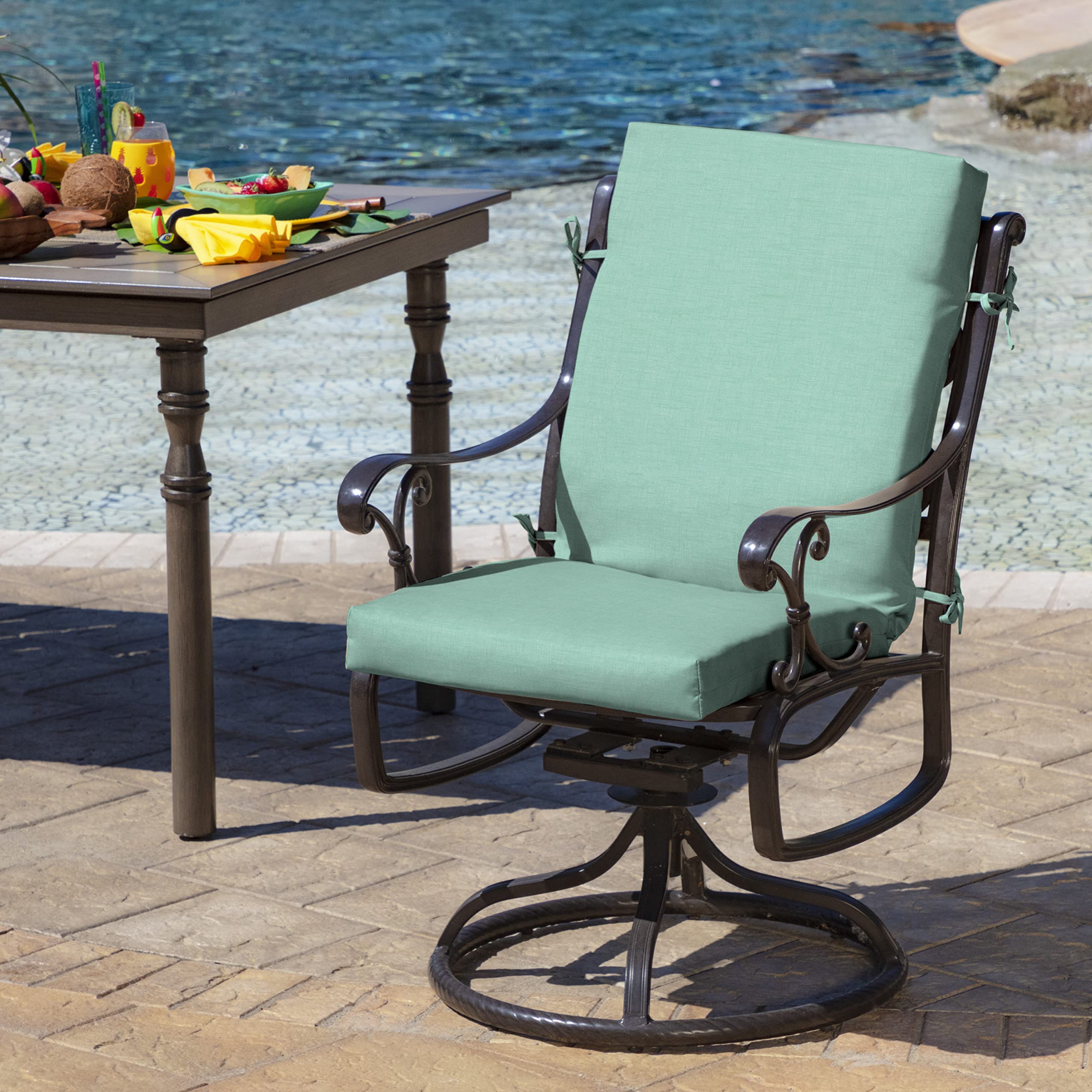 Arden Outdoor Midback Chair Cushion Aqua Leala side view