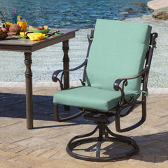 Arden Outdoor Midback Chair Cushion Aqua Leala side view