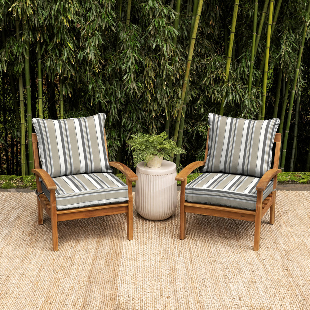 Arden Selections cushion set displayed on patio furniture