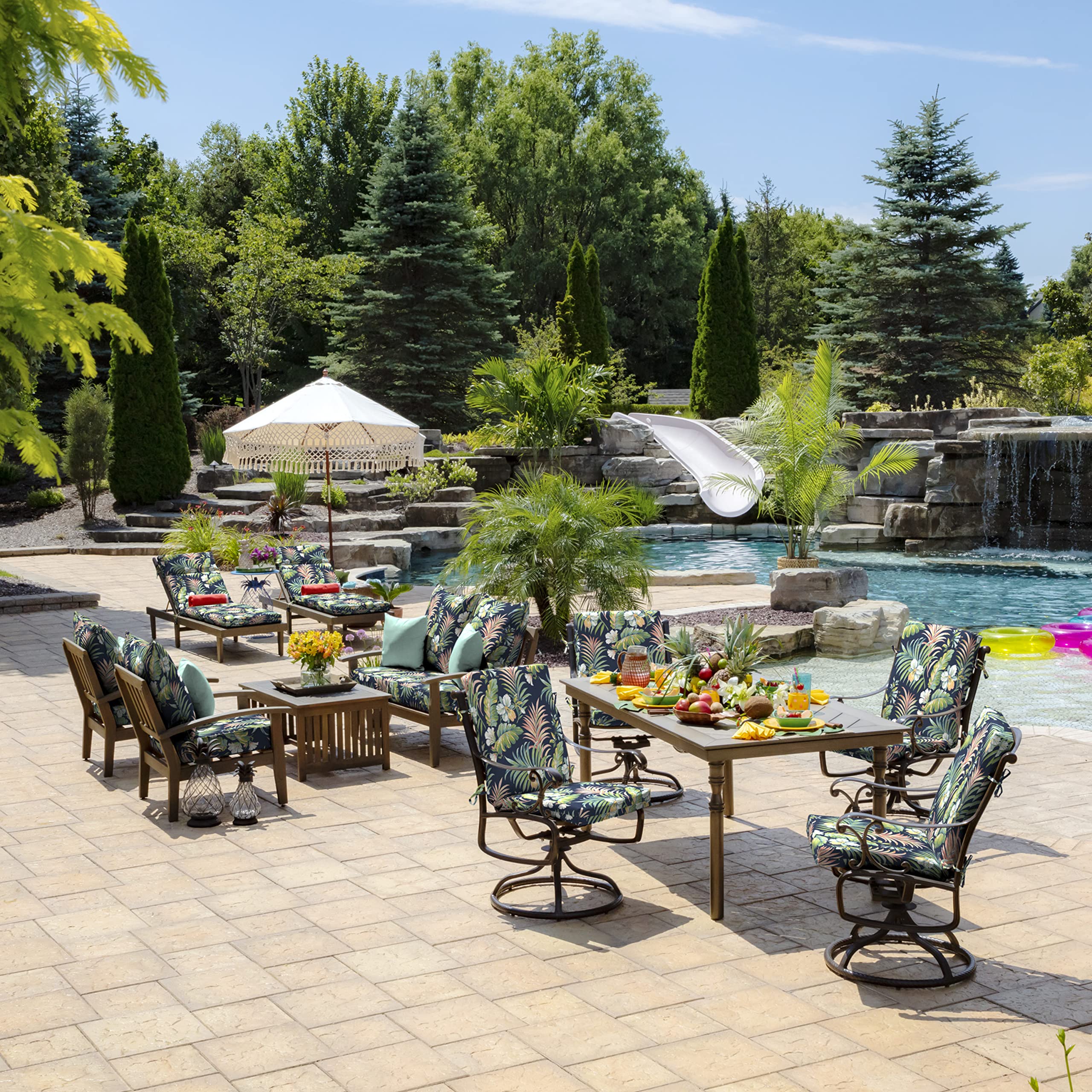 Arden Selections cushion set in use during a backyard gathering