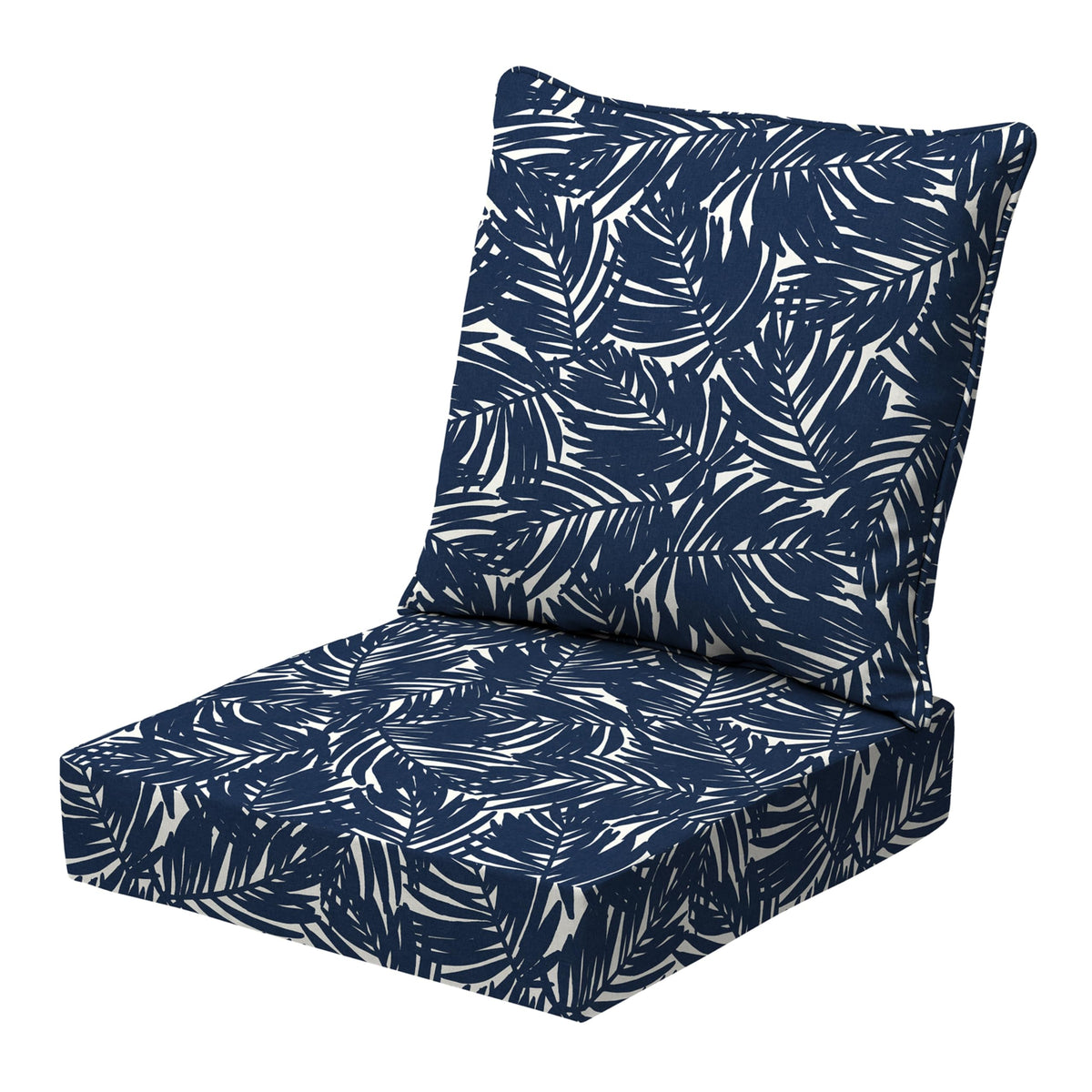 Arden Selections Deep Seat Cushion Set front view in Blue Palm