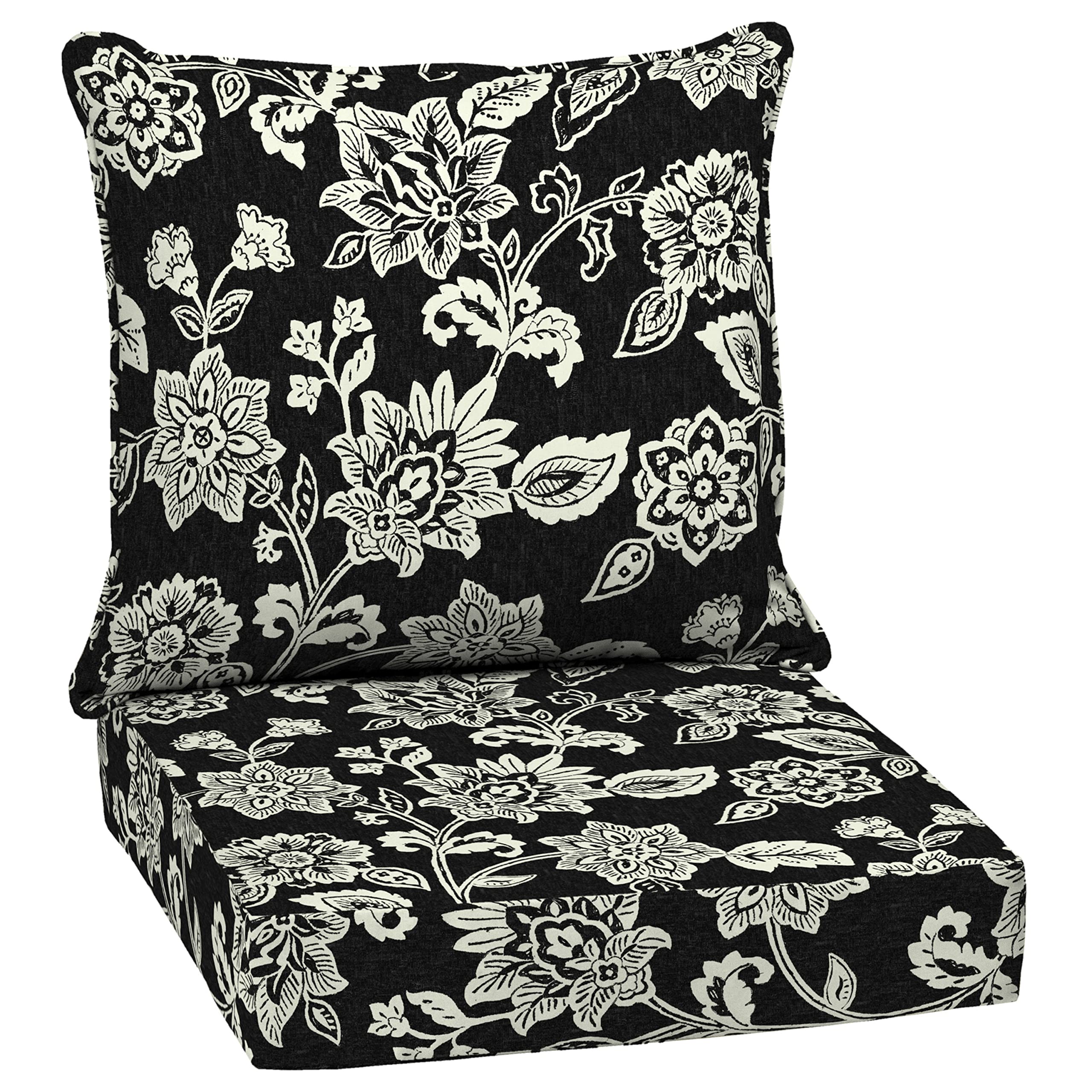 Arden Selections Deep Seat Cushion Set in Black Jacobean, front view