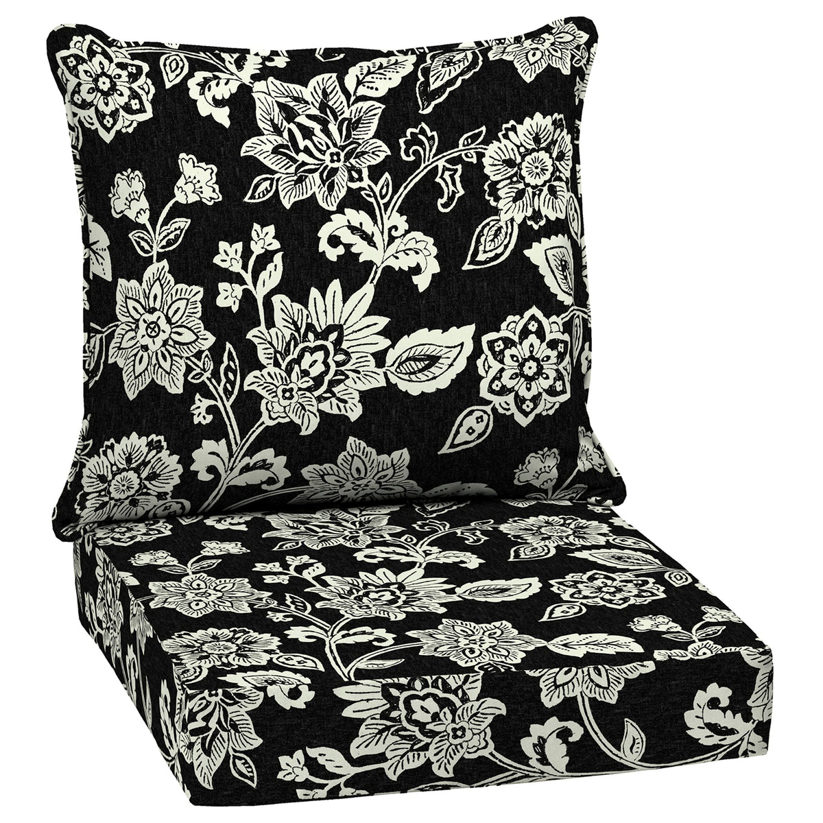 Arden Selections Deep Seat Cushion Set in Black Jacobean, front view
