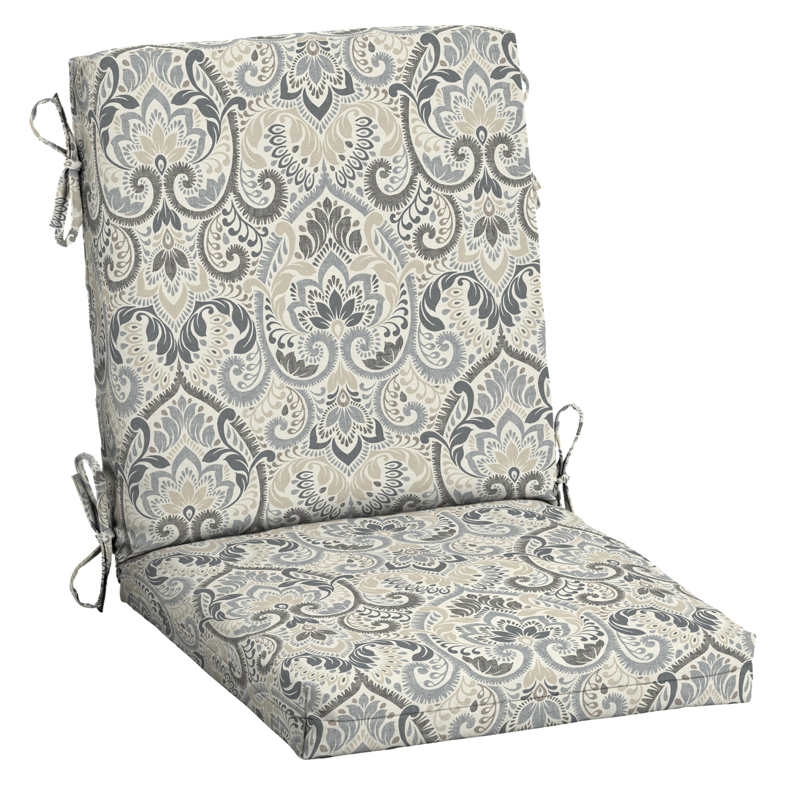Arden Selections Midback Chair Cushion front view in Neutral Aurora Damask