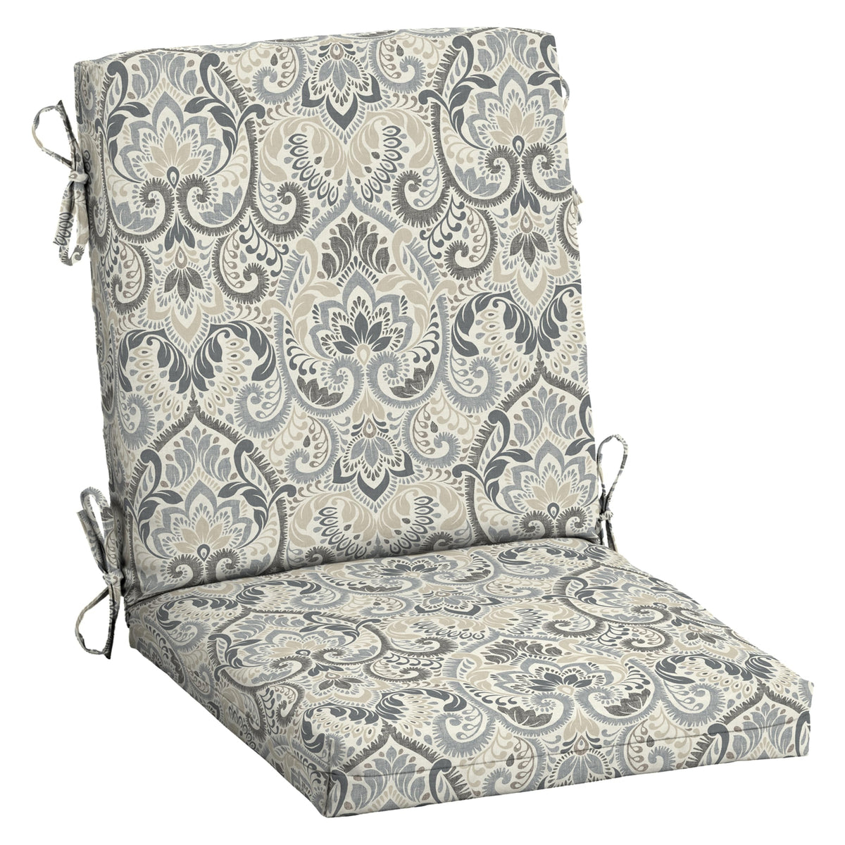 Arden Selections Midback Chair Cushion front view in Neutral Aurora Damask