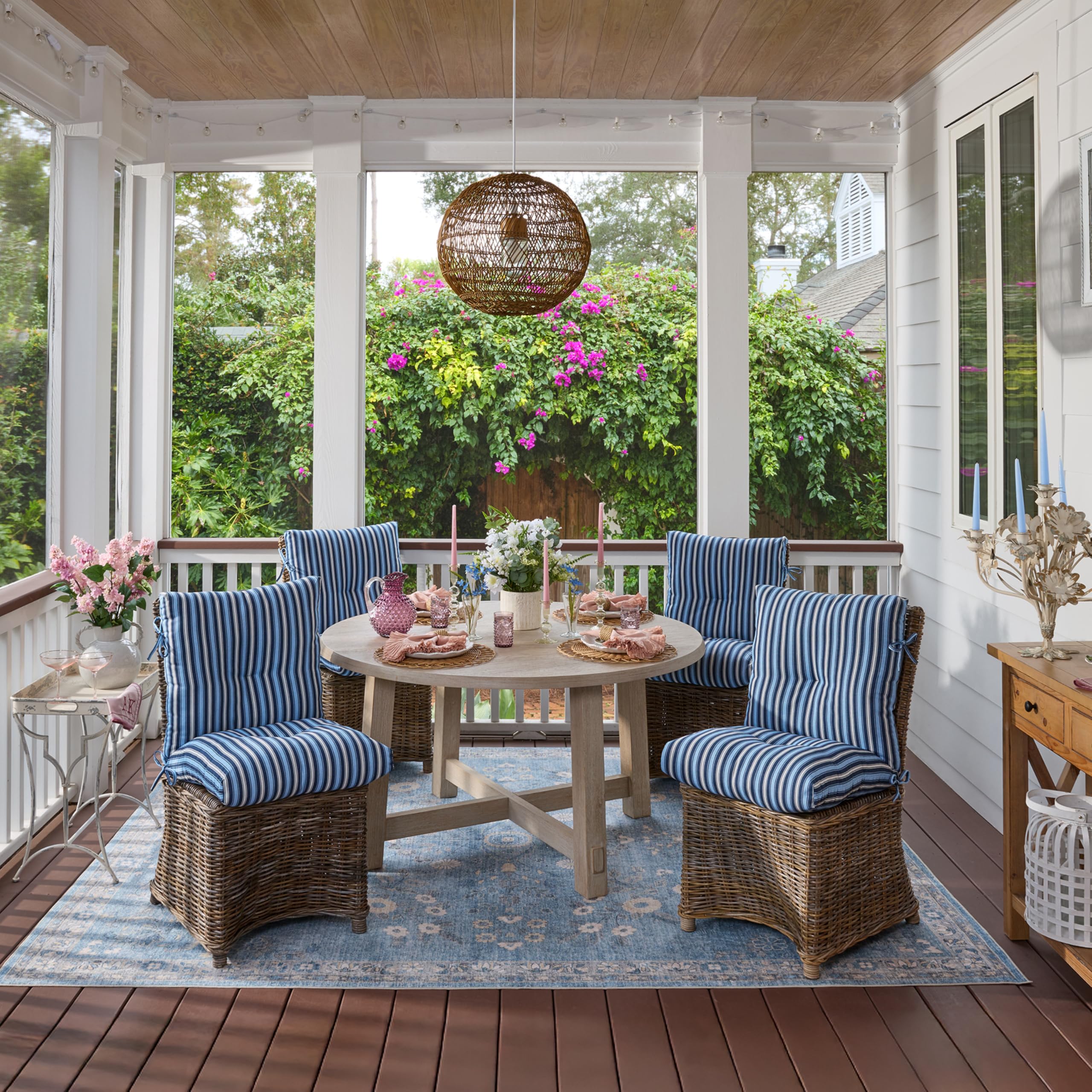 Arden Selections Outdoor Cushion displayed on a dining table