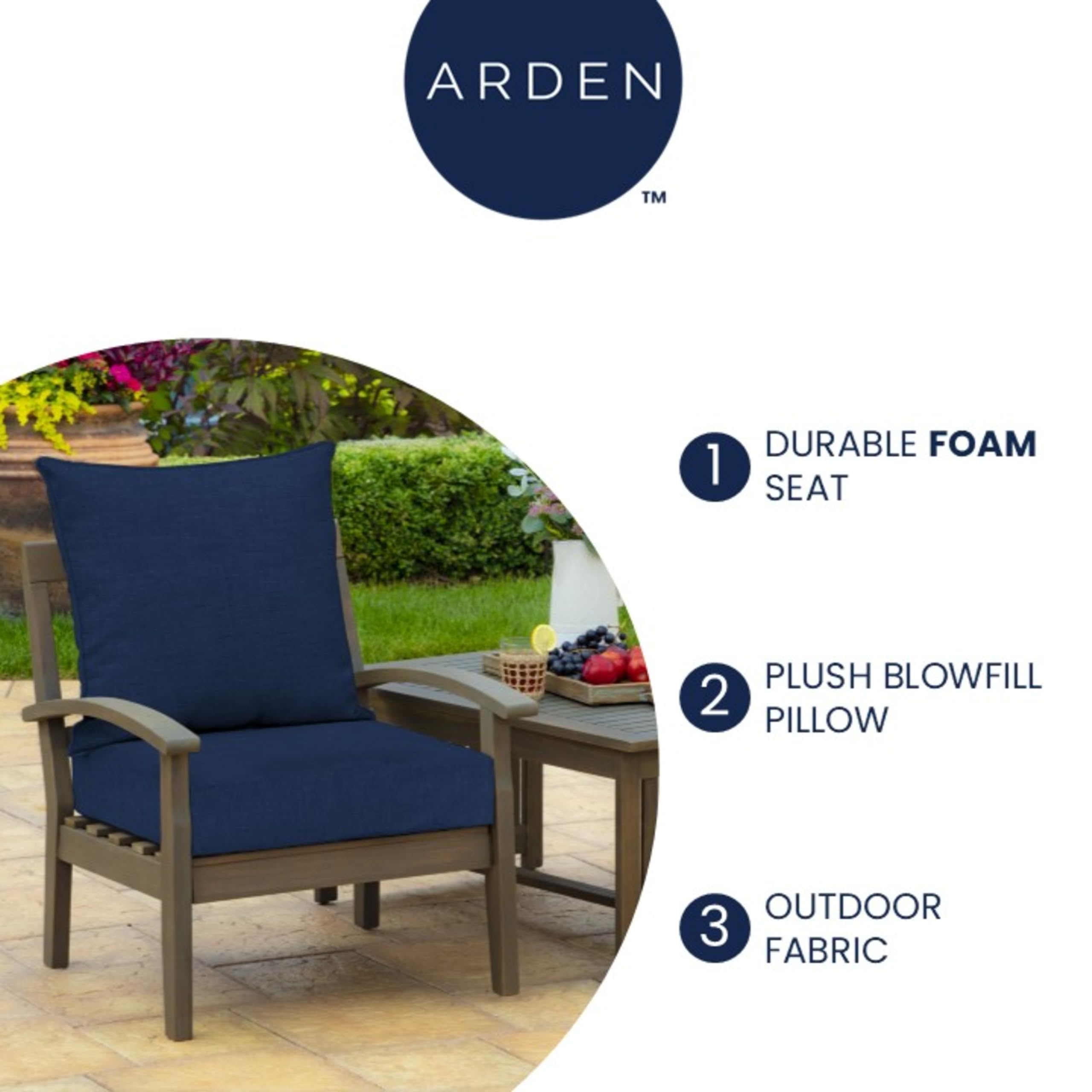 Arden Selections Outdoor Deep Seat Cushion Set Aqua side view