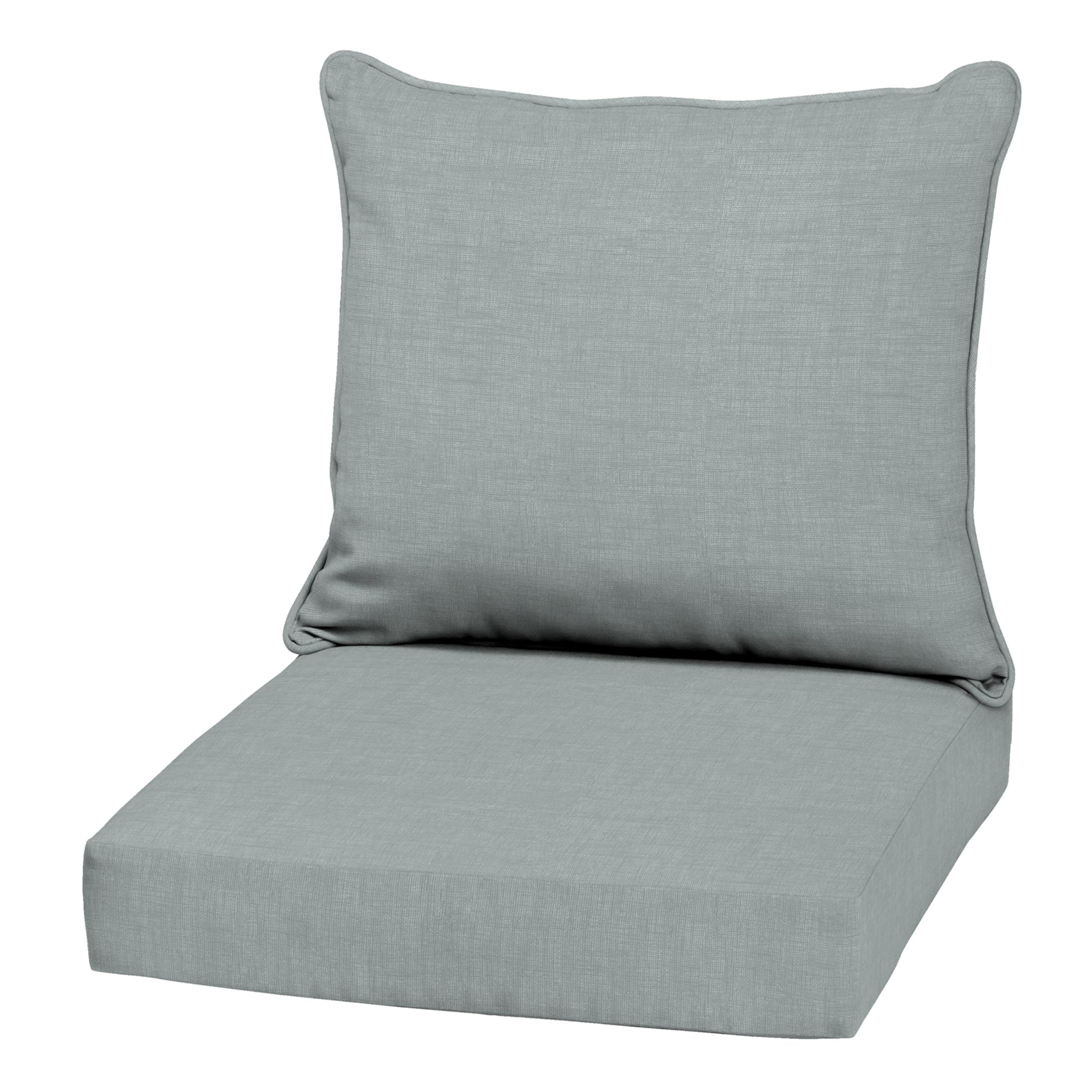 Arden Selections Outdoor Deep Seat Cushion Set front view in Stone Grey