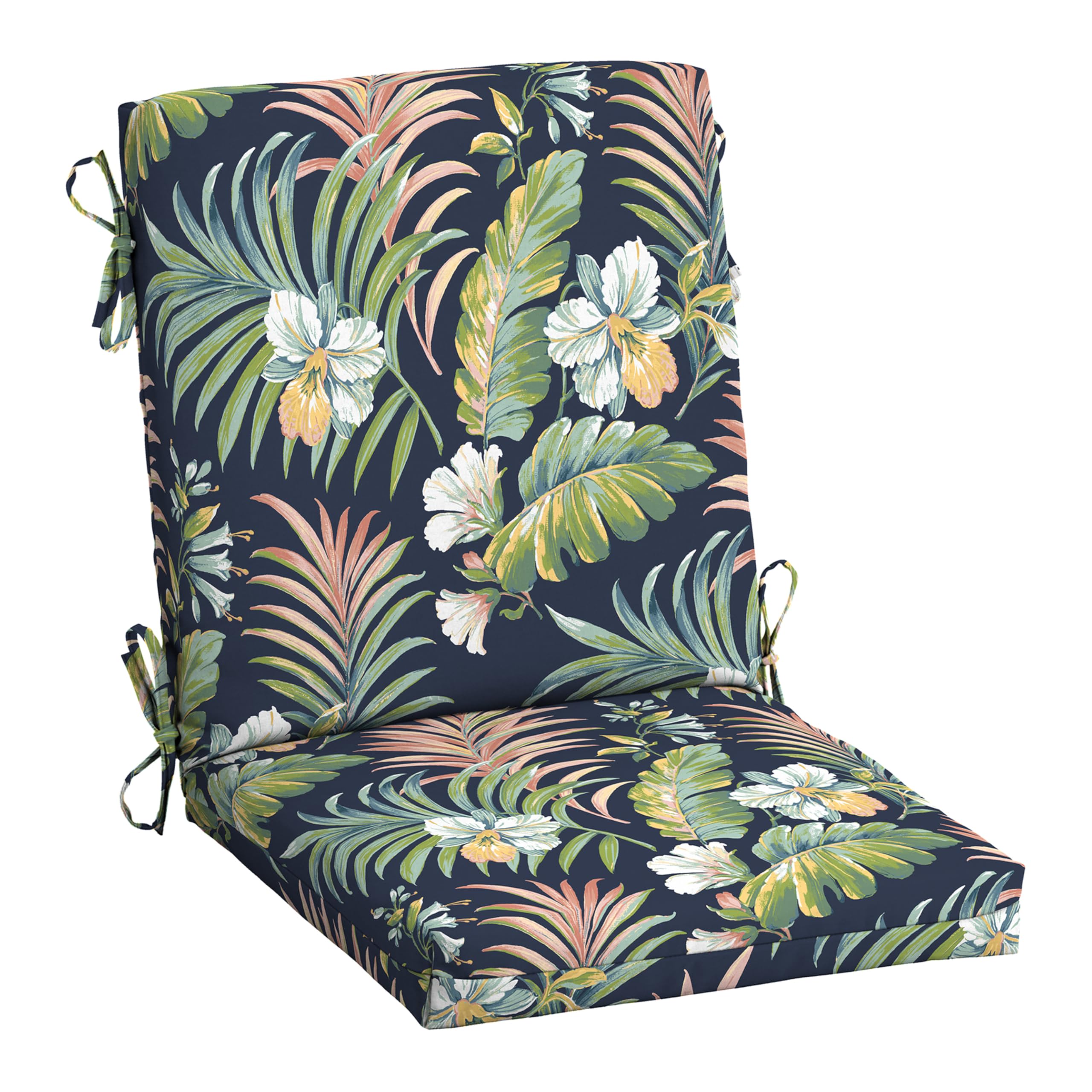 Arden Selections Outdoor Midback Chair Cushion front view in Blue Tropical