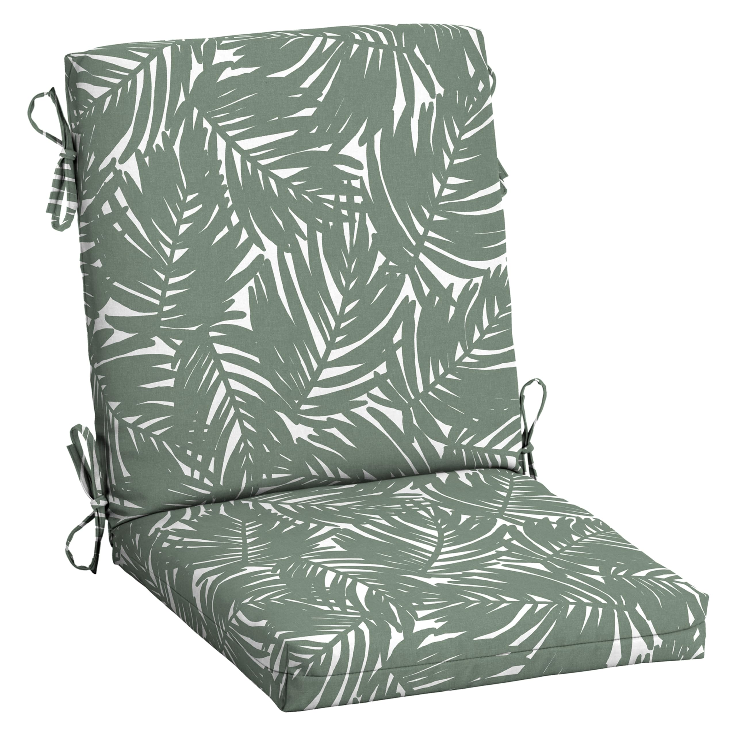 Arden Selections Outdoor Midback Chair Cushion in Sage King Palm front view