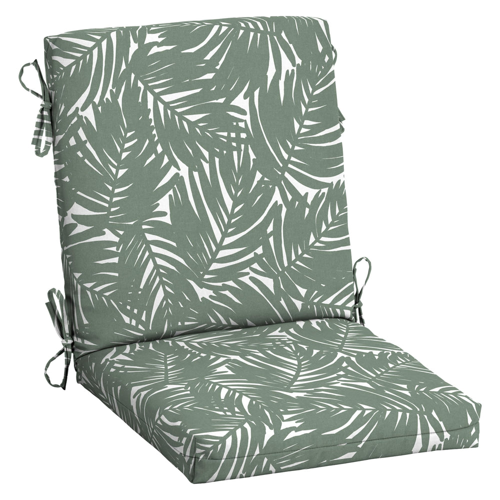 Arden Selections Outdoor Midback Chair Cushion in Sage King Palm front view