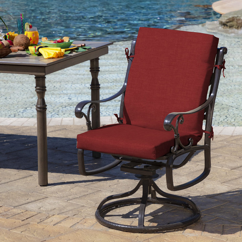Arden Selections Outdoor Midback Chair Cushion Ruby Red side view