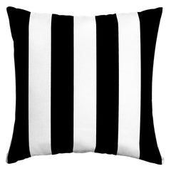 Arden Selections Outdoor Toss Pillow 16x16 Black Cabana Stripe front view