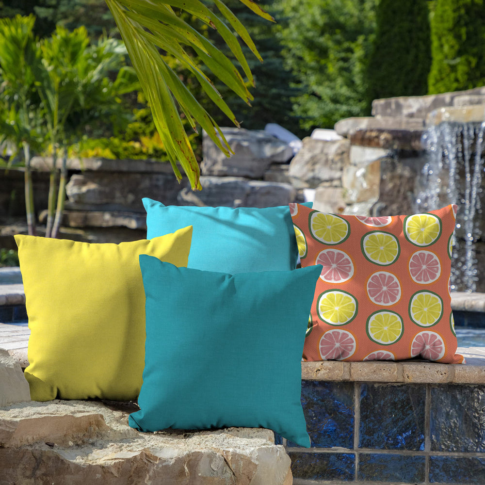 Arden Selections Outdoor Toss Pillow with garden background