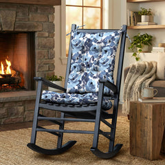 Arden Selections Rocking Chair Cushion front view in Blue Garden Floral