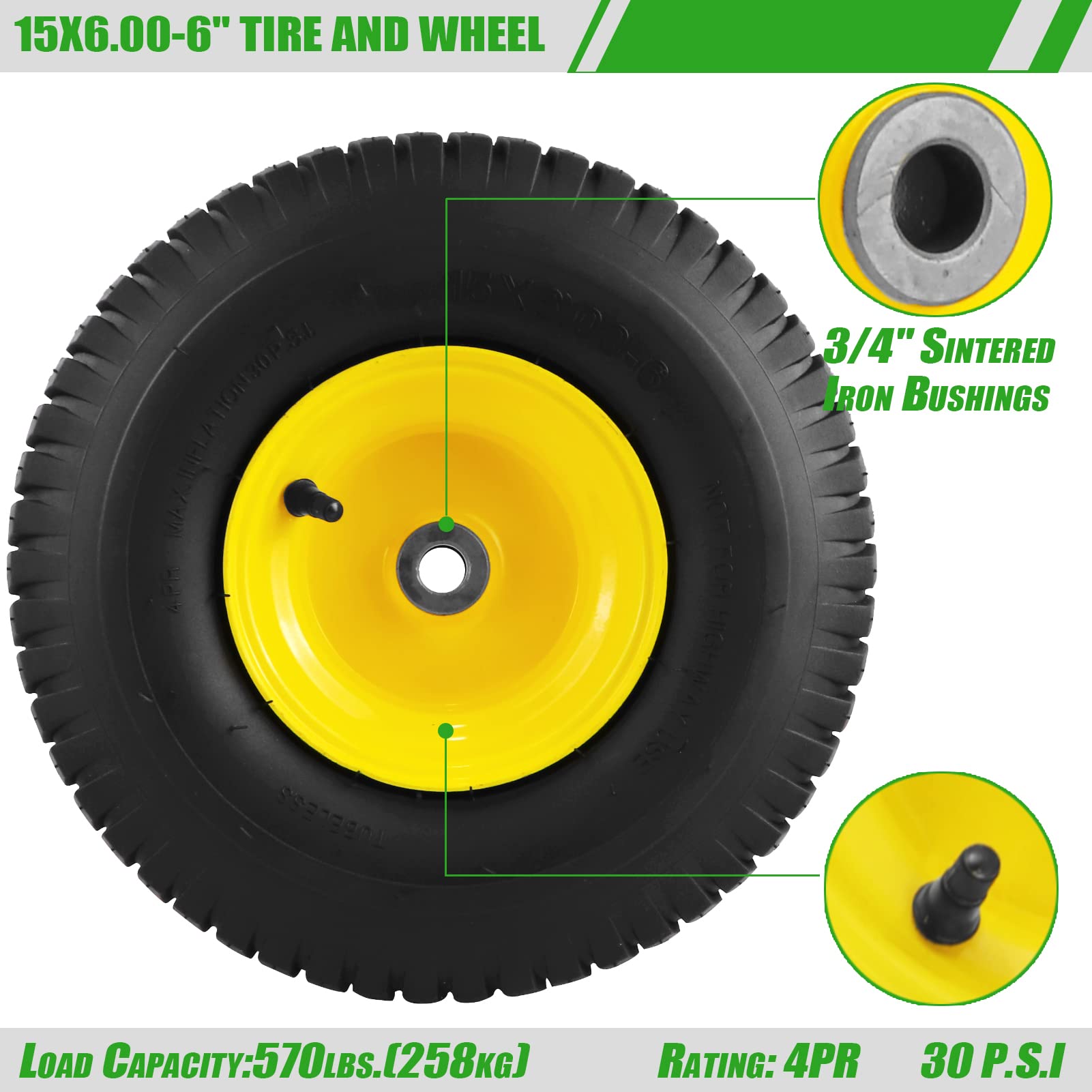 Aremae 15x6.00-6 Tubeless Lawn Mower Tire packaging