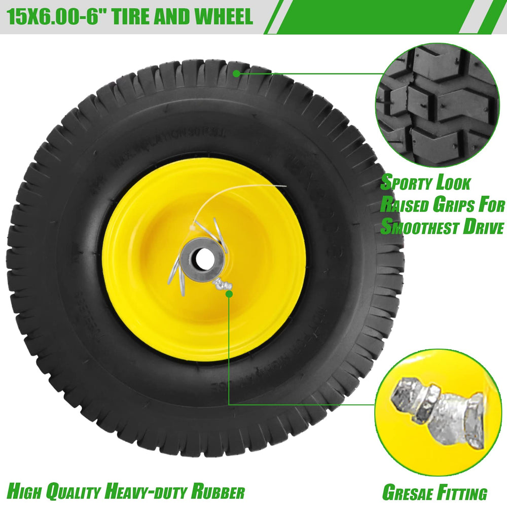Aremae 15x6.00-6 Tubeless Lawn Mower Tire rim detail