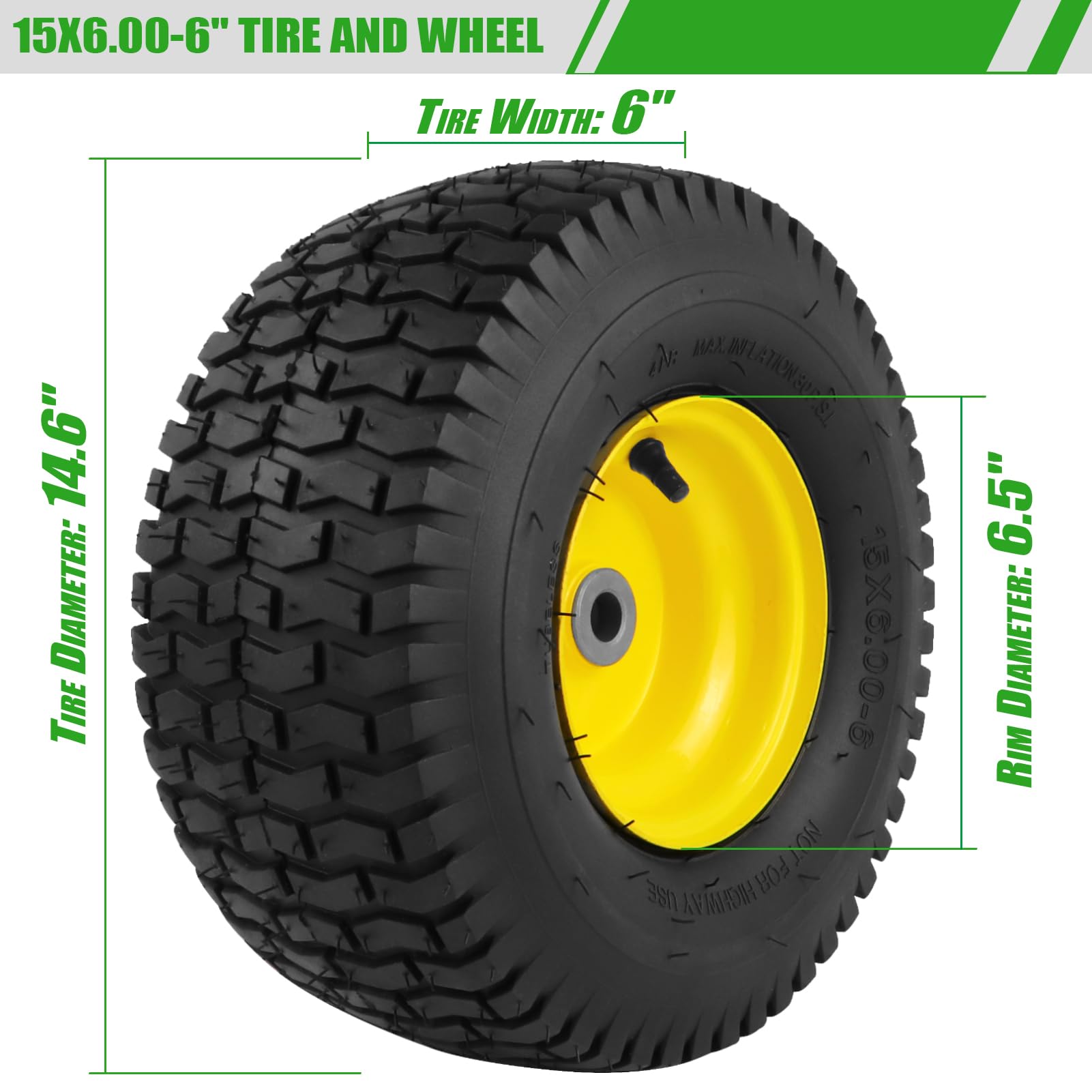 Aremae 15x6.00-6 Tubeless Lawn Mower Tire side view