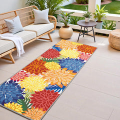 Arenarug 2' x 6' outdoor rug with floral pattern front view