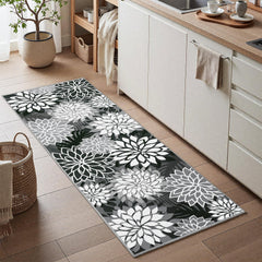 Arenarug Outdoor Rug 2x6 Black Floral Pattern, side view
