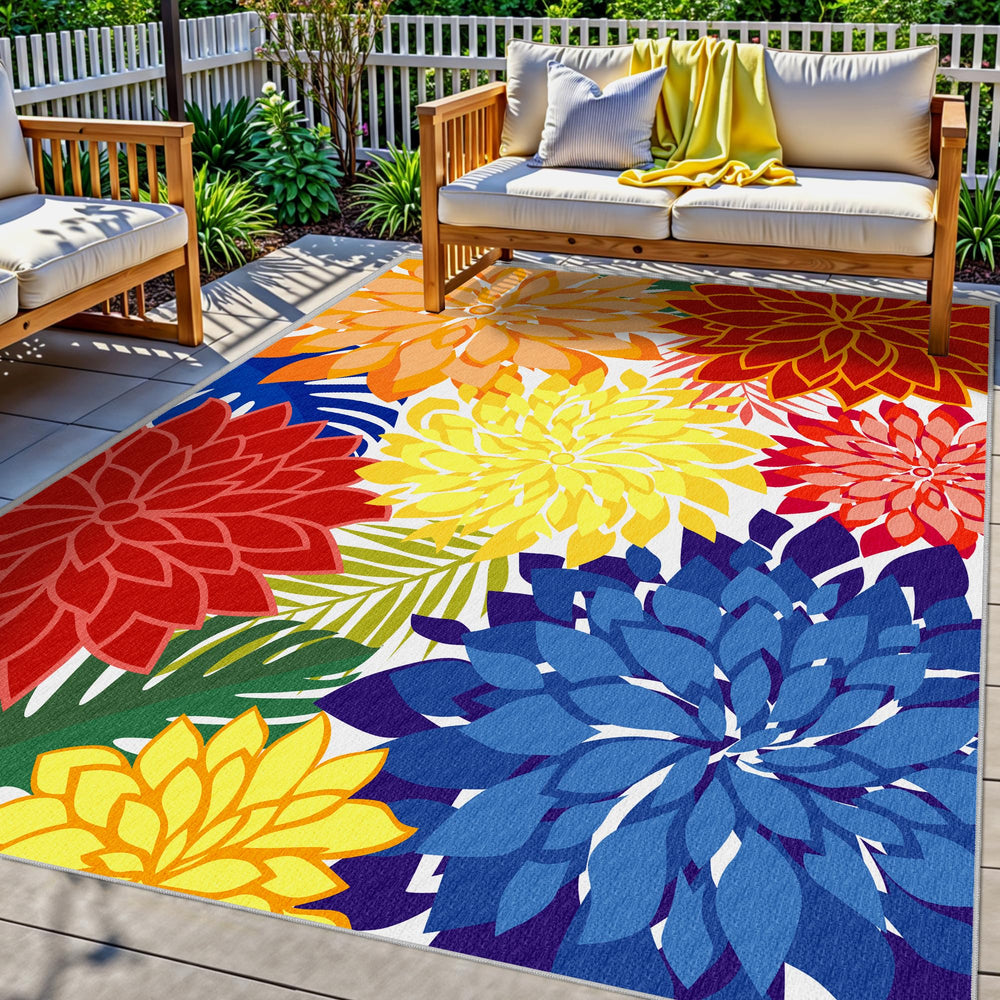 Arenarug Outdoor Rug 4x6 floral pattern front view
