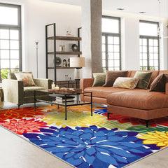 Arenarug Outdoor Rug 4x6 multi-coloured design on patio