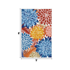 Arenarug Outdoor Rug 5x8 vivid dahlia design on patio