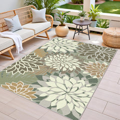 Arenarug Outdoor Rug brown and white floral design on patio