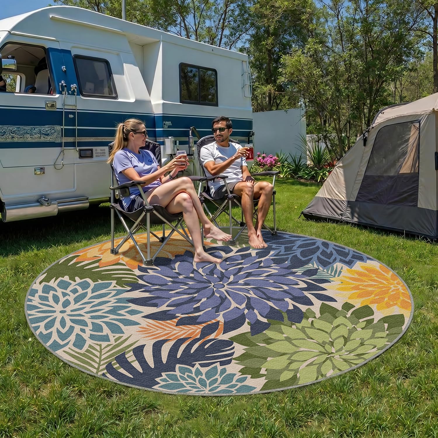 Arenarug Outdoor Rug displayed in outdoor lounge area