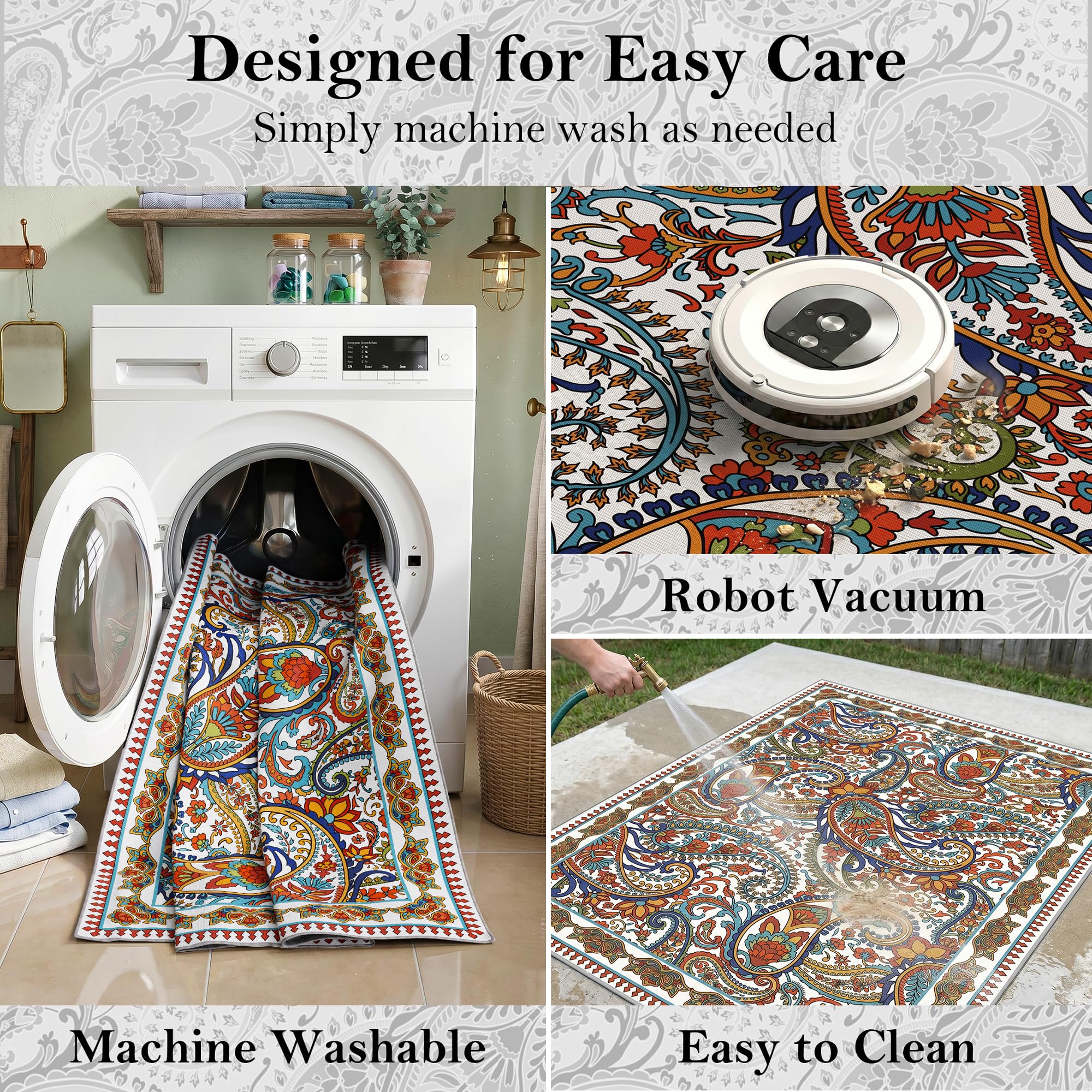 Arenarug Paisley Outdoor Rug in garden setting