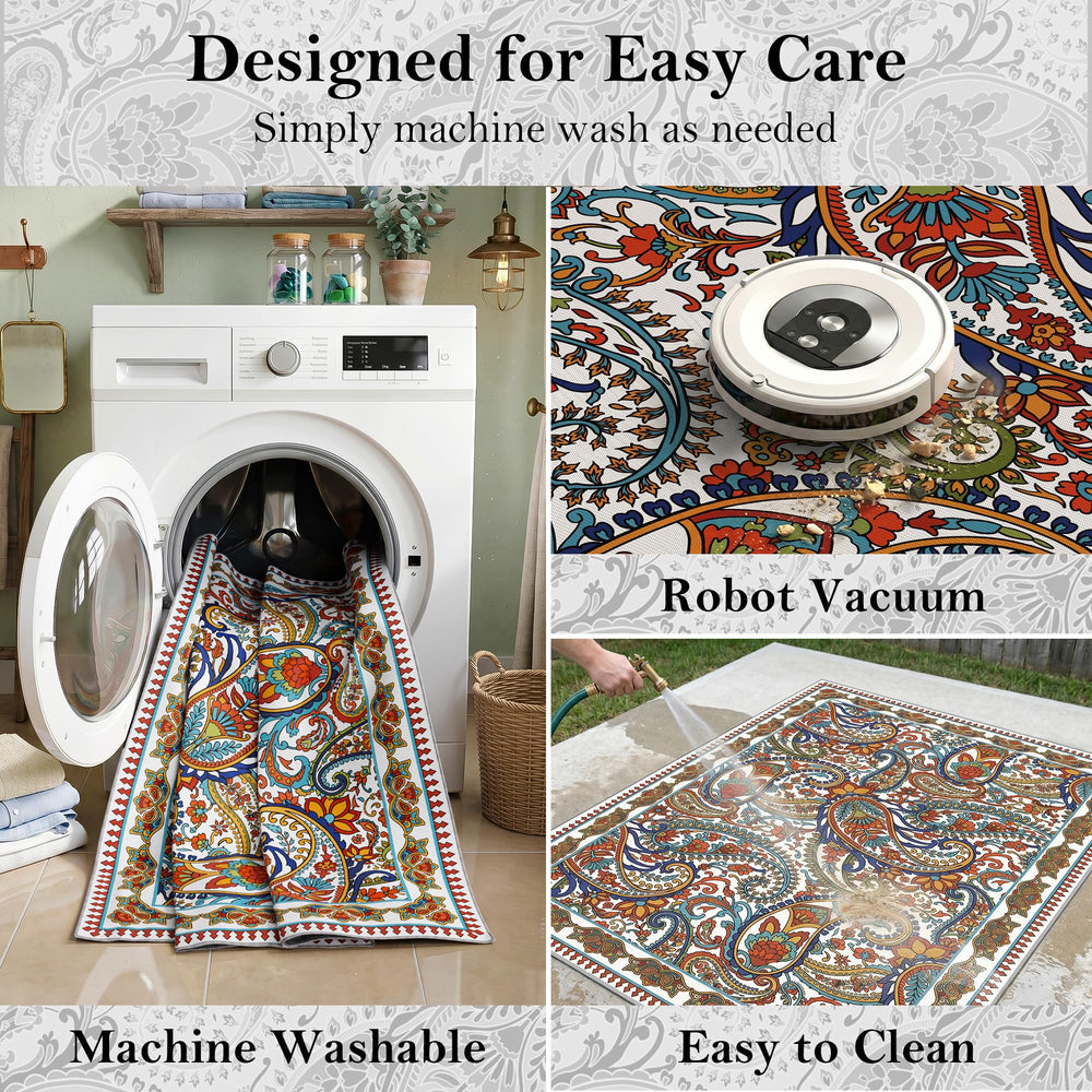 Arenarug Paisley Outdoor Rug in garden setting