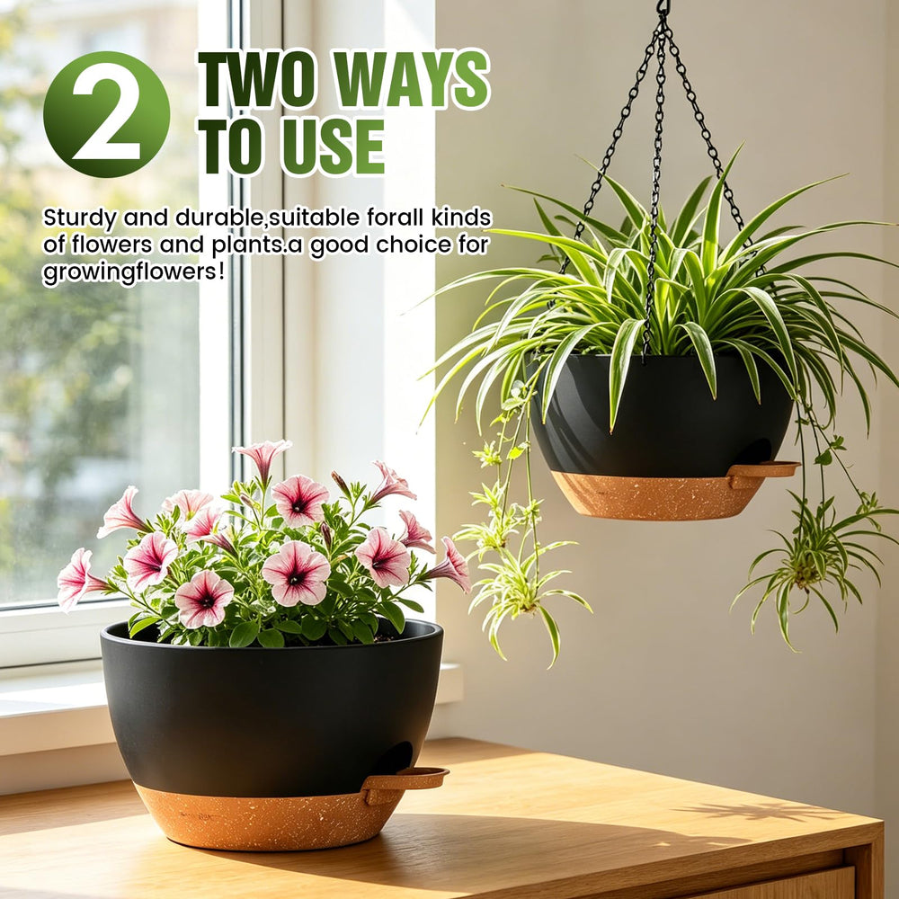 Areutxbis 12 Inch hanging planter with plant and metal chain hanger