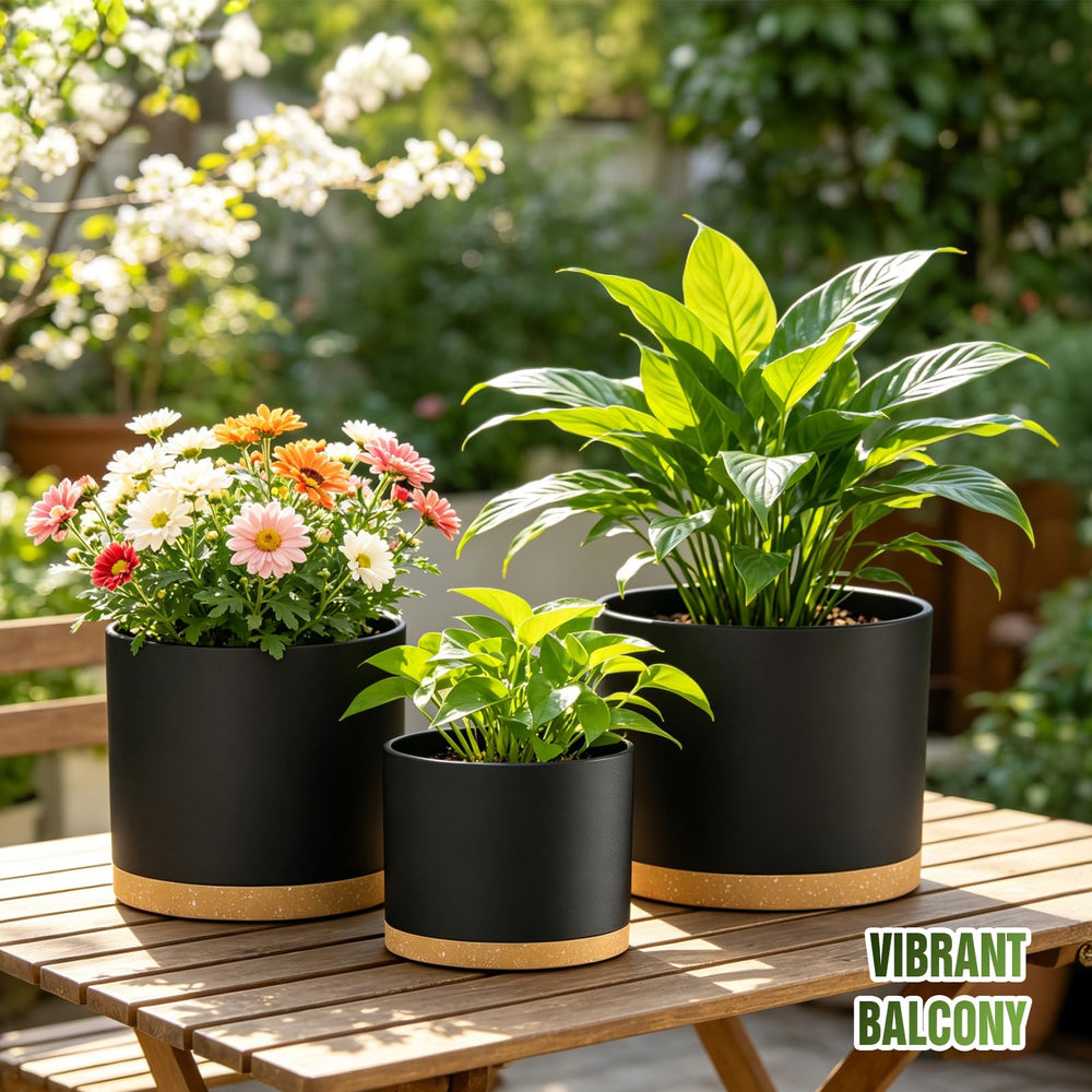 Areutxbis plant pots in a garden setting