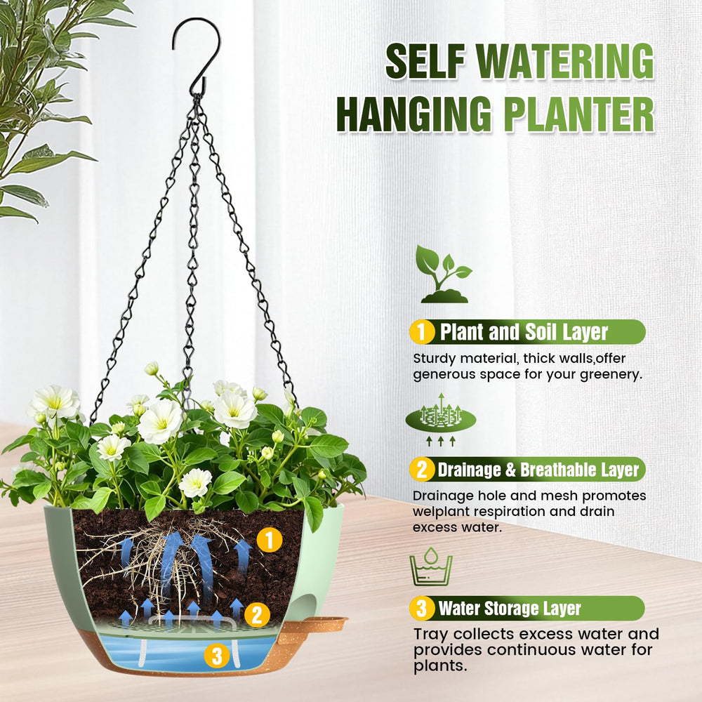 Areutxbis self-watering planter with water-wicking rope