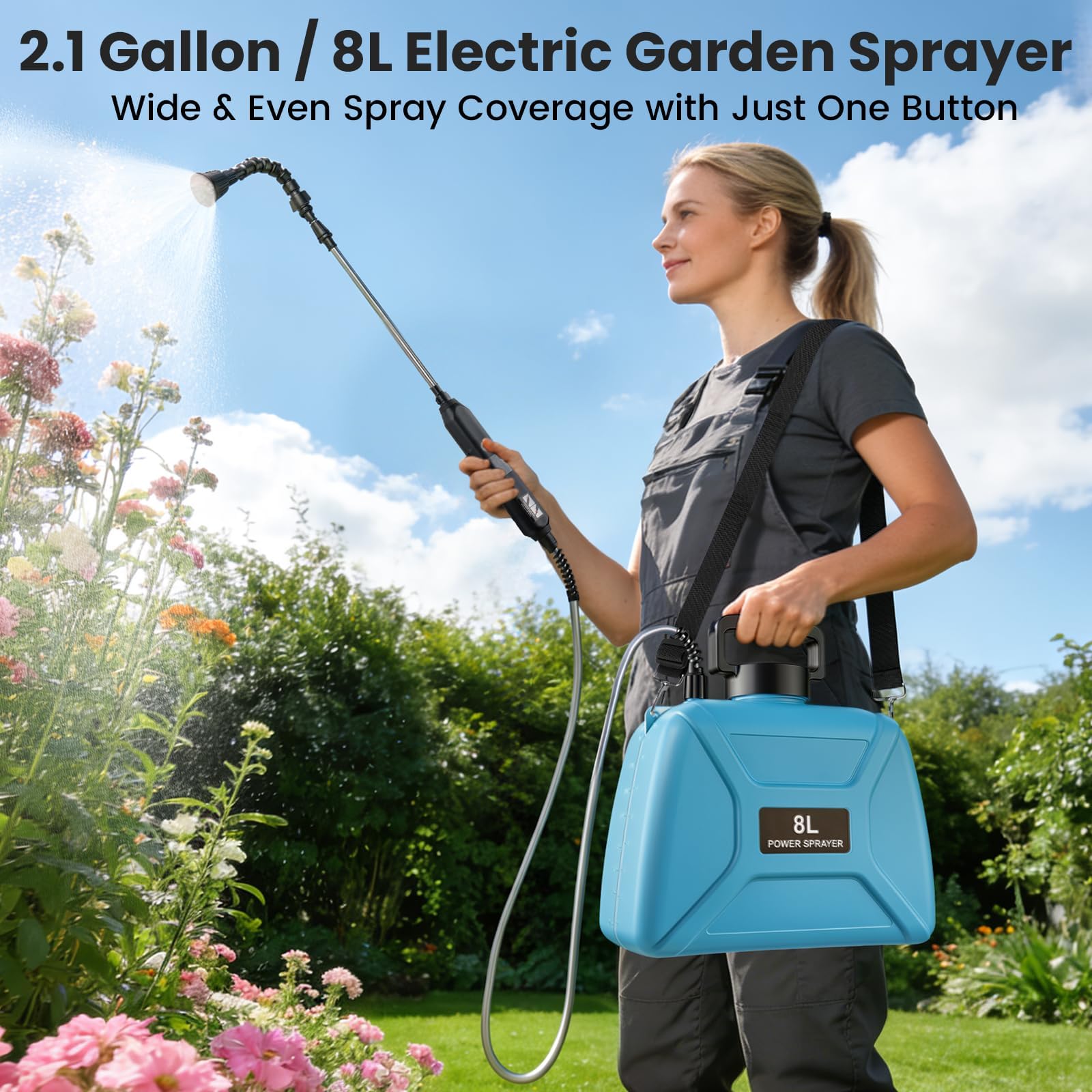 ARFSKY 2 Gallon Electric Pump Sprayer with adjustable nozzles