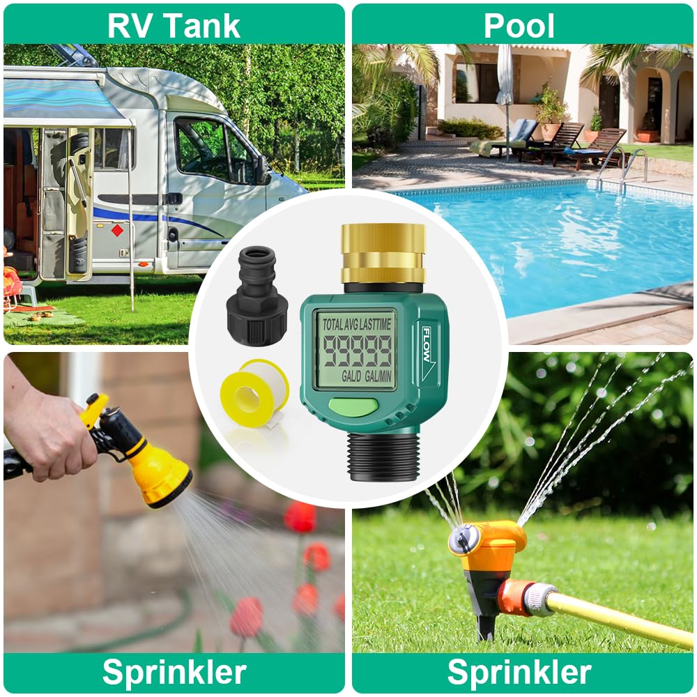 ARFSKY Water Flow Meter dark green plastic body