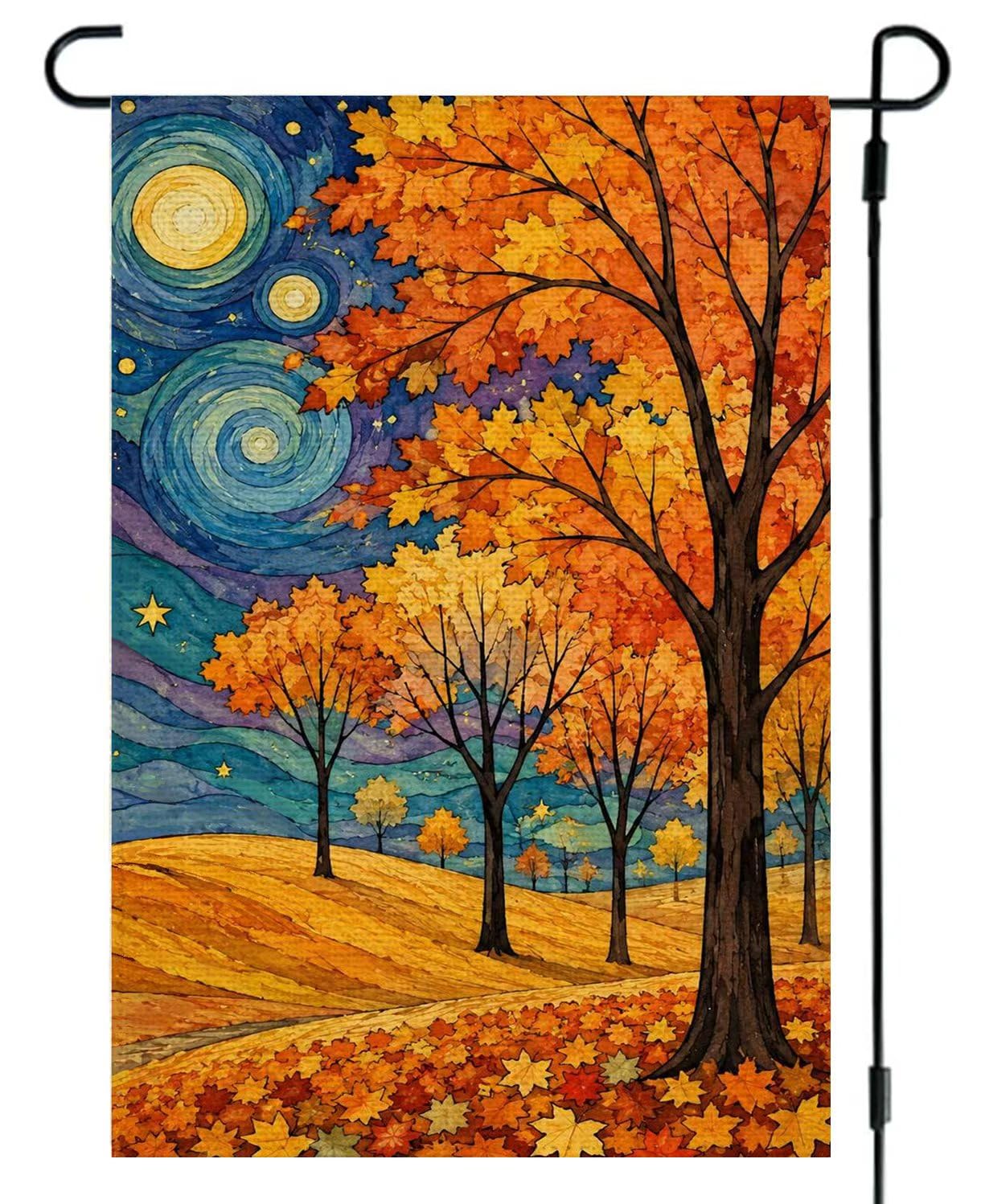 ARGOOGF Fall Garden Flag 12x18 inch orange front view